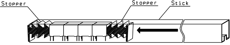Handling of stick packaging